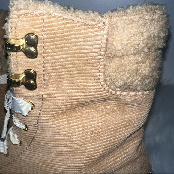 Sprerry Top Sider Acklins Tan Corduroy Gold Glitter Lace Up Boots 7 - Picture 8 of 14